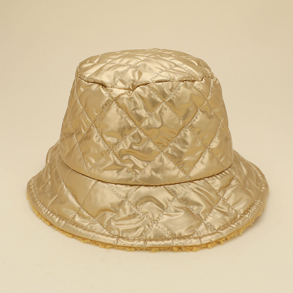 HATEGORY Quilted Reversible Winter Bucket Hat