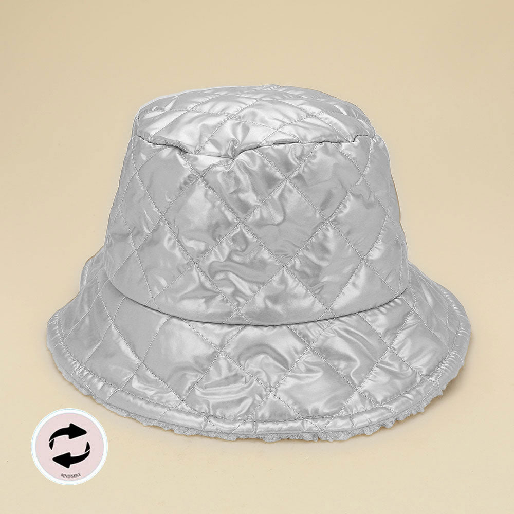 HATEGORY Quilted Reversible Winter Bucket Hat