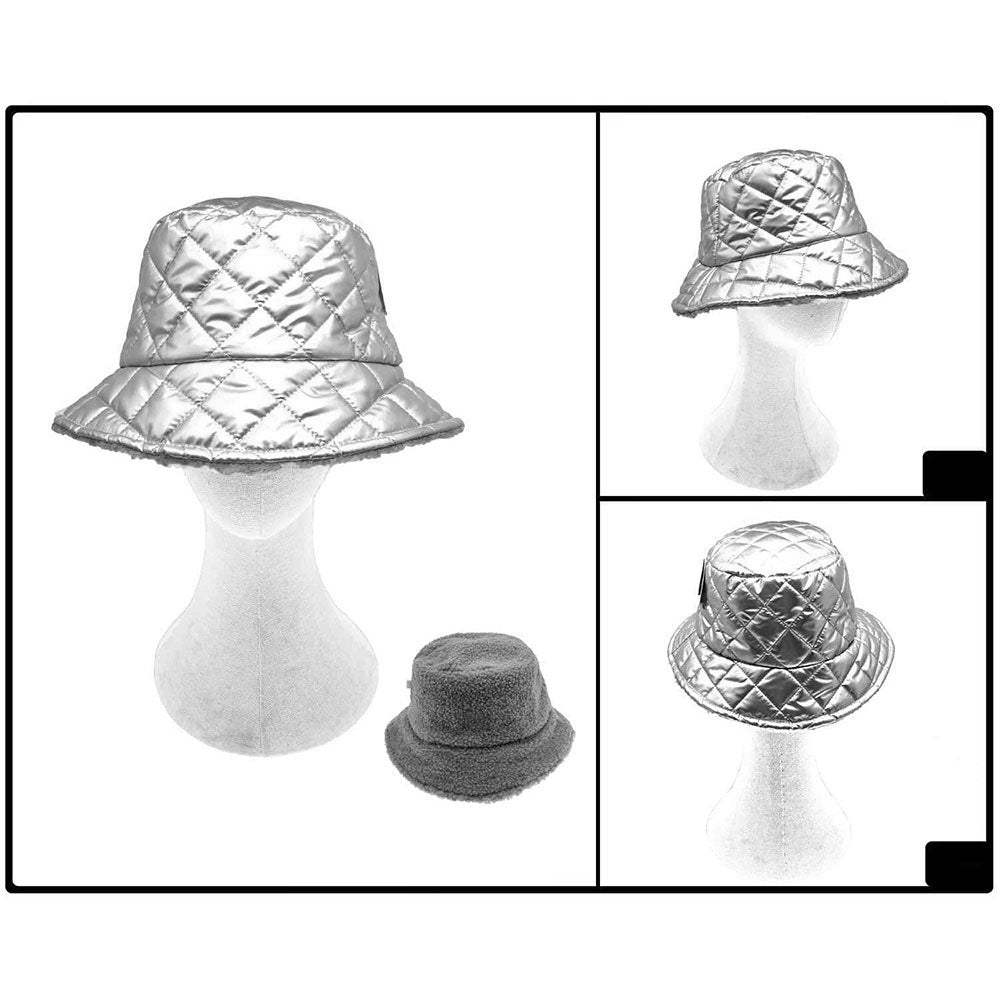 HATEGORY Quilted Reversible Winter Bucket Hat