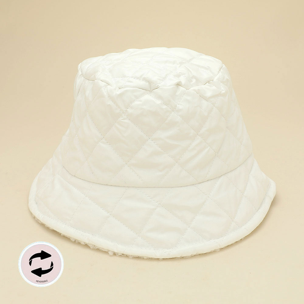 HATEGORY Quilted Reversible Winter Bucket Hat