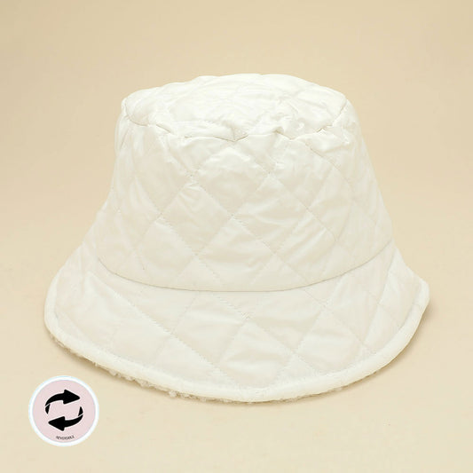 HATEGORY Quilted Reversible Winter Bucket Hat