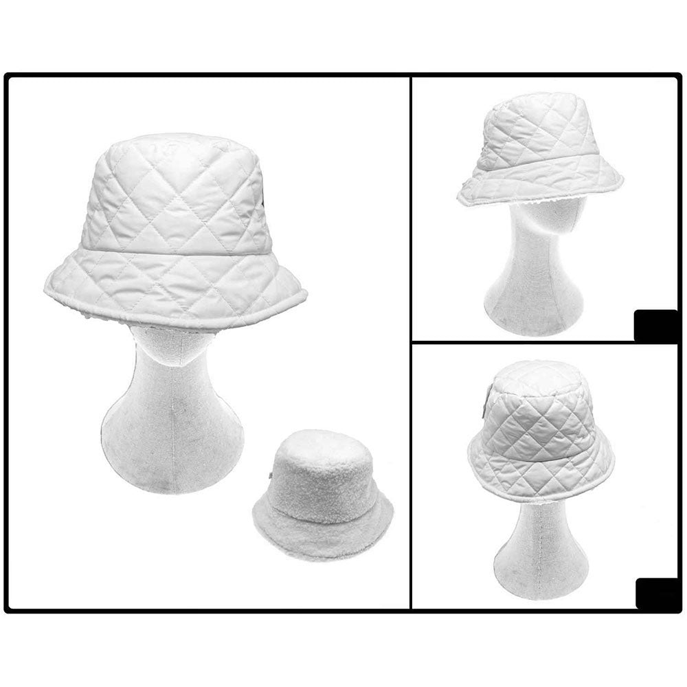 HATEGORY Quilted Reversible Winter Bucket Hat