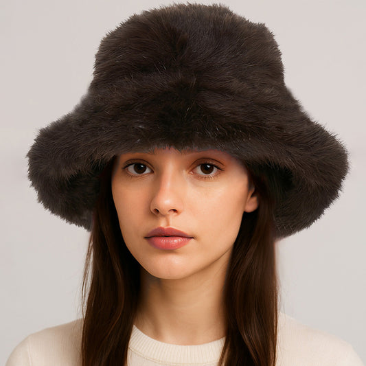 HATEGORY Cozy Fluffy Fur Winter Bucket Hat