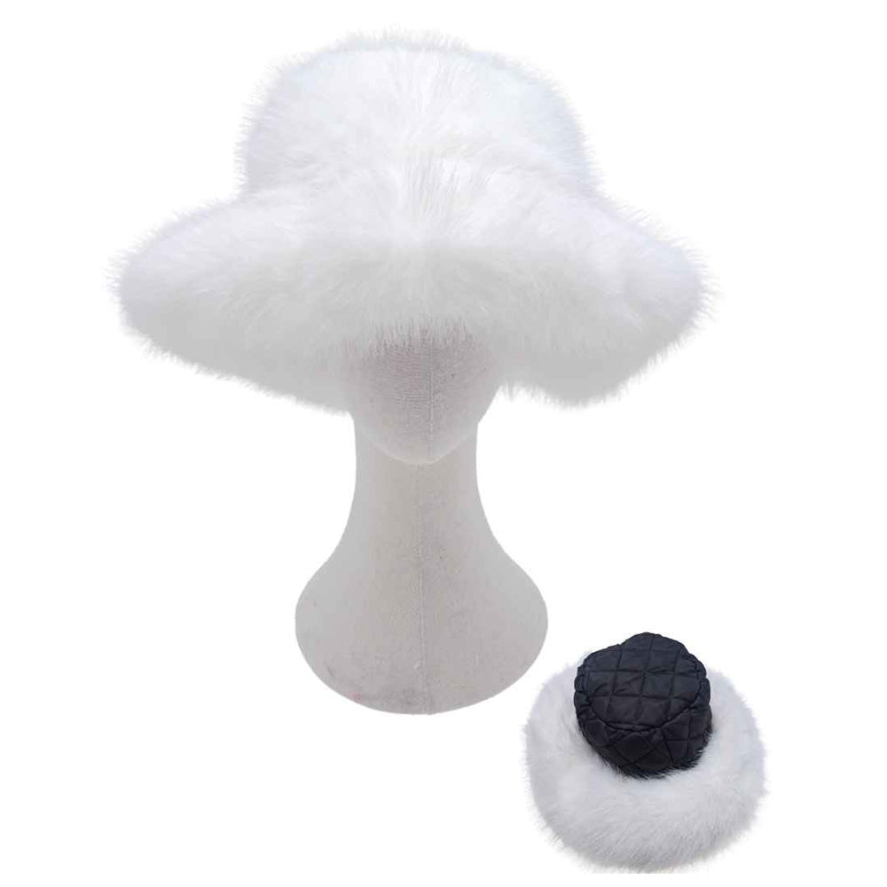 HATEGORY Cozy Fluffy Fur Winter Bucket Hat