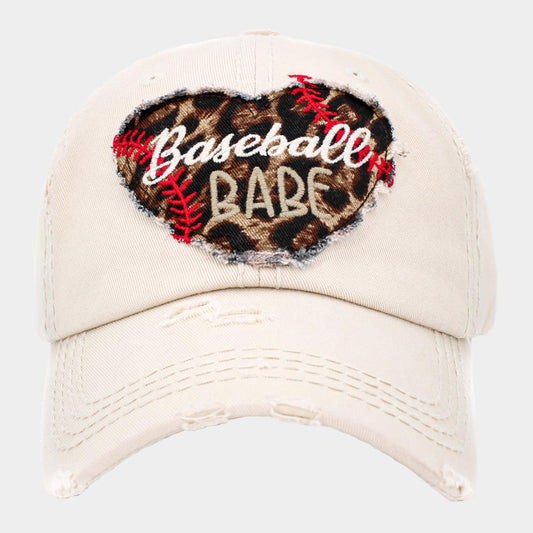 HATEGORY Baseball Babe Leopard Patterned Heart Vintage Baseball Cap