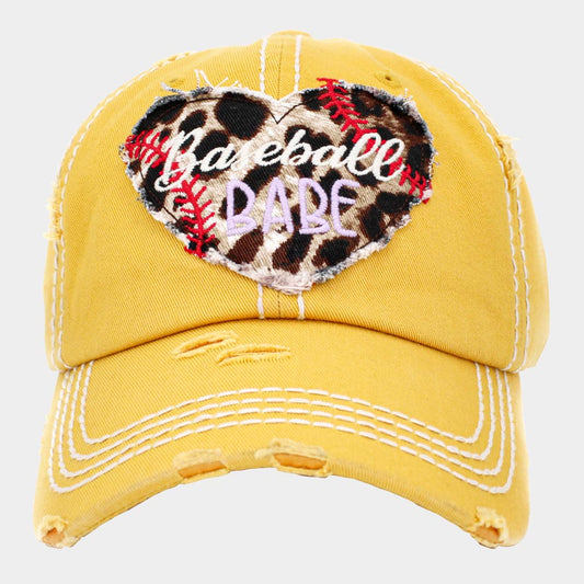 HATEGORY Baseball Babe Leopard Patterned Heart Vintage Baseball Cap