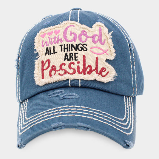 HATEGORY with God ALL THINGS ARE Possible Message Vintage Baseball Cap