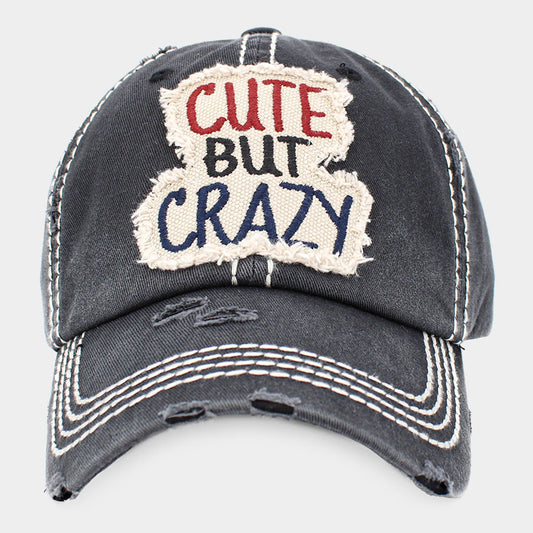 HATEGORY CUTE BUT CRAZY Message Vintage Baseball Cap