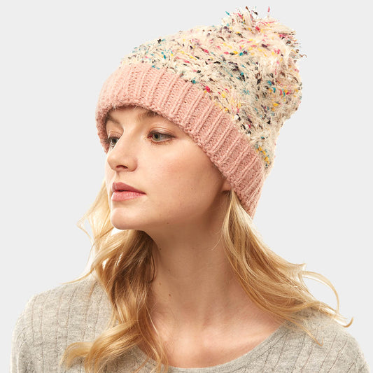 HATEGORY Multi Color Sprinkles Pom Pom Beanie Hat