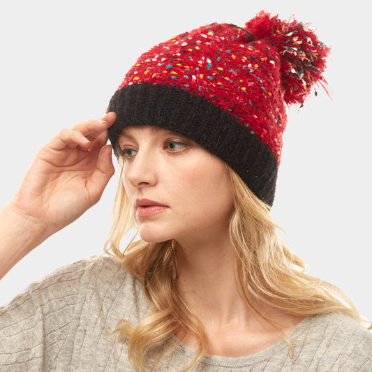 HATEGORY Multi Color Sprinkles Pom Pom Beanie Hat
