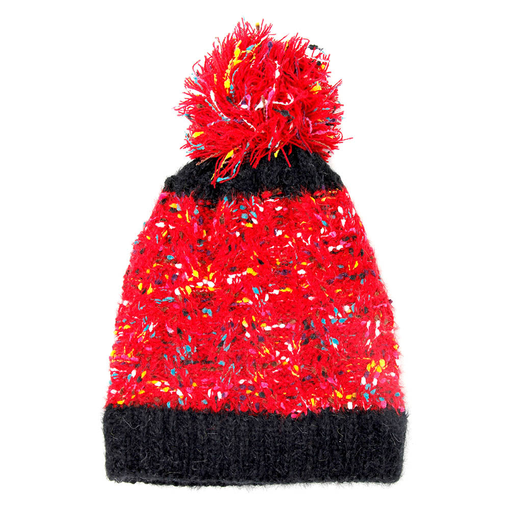 HATEGORY Multi Color Sprinkles Pom Pom Beanie Hat