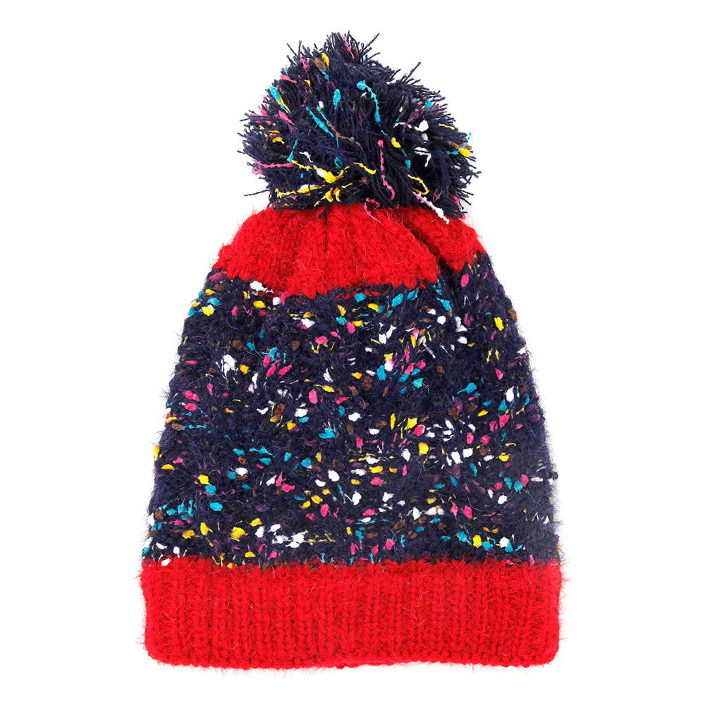 HATEGORY Multi Color Sprinkles Pom Pom Beanie Hat