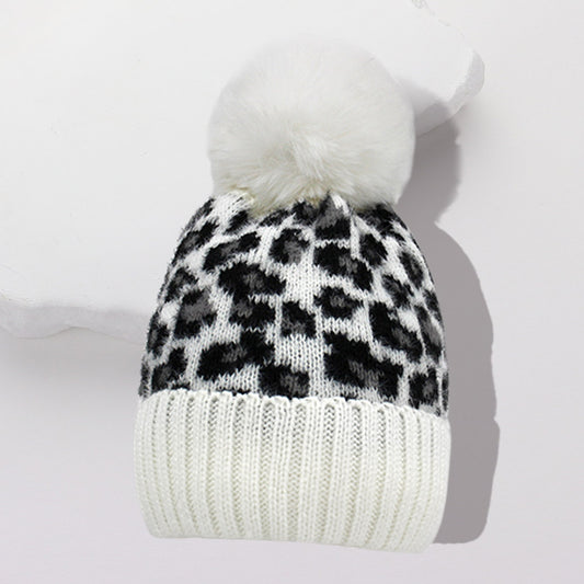 HATEGORY Leopard Pattern Pom Pom Beanie Hat
