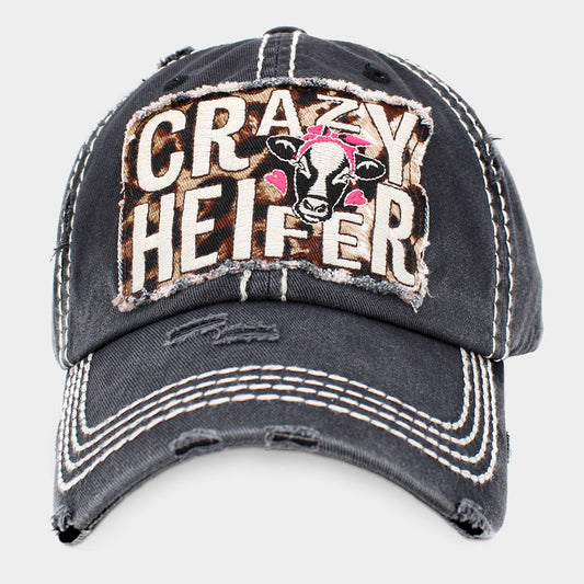 HATEGORY CRAZY HEIFER Message Vintage Baseball Cap