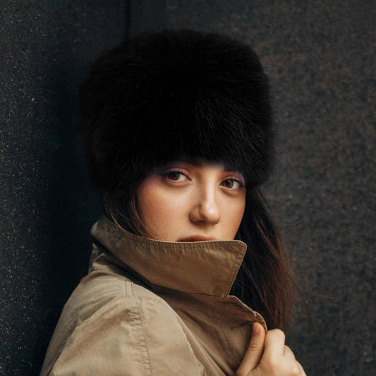 HATEGORY Faux Fur Furry Cossack Style Winter Hat