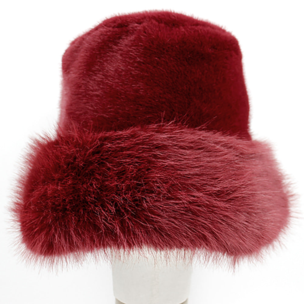 HATEGORY Faux Fur Russian Style Plush Bucket Hat