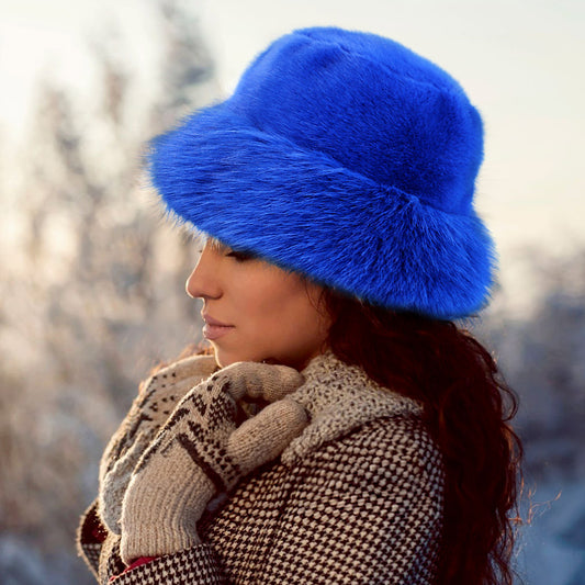 HATEGORY Faux Fur Russian Style Plush Bucket Hat