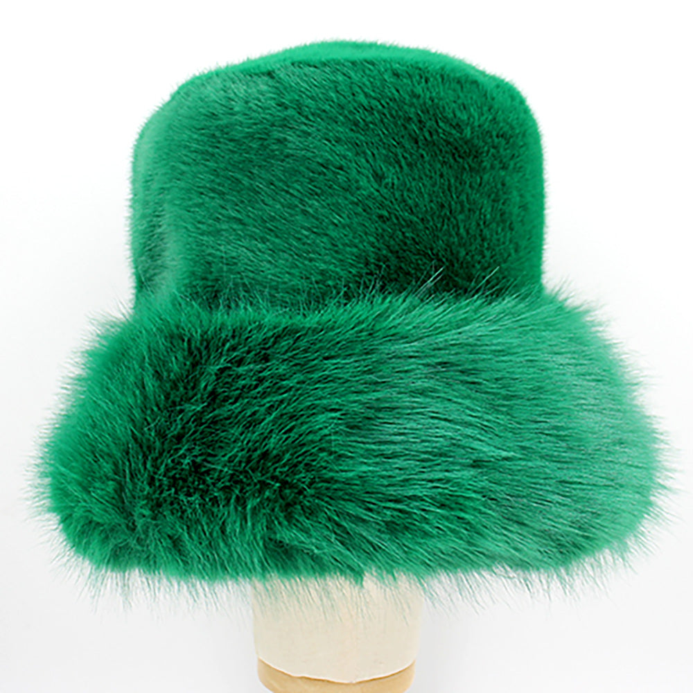 HATEGORY Faux Fur Russian Style Plush Bucket Hat