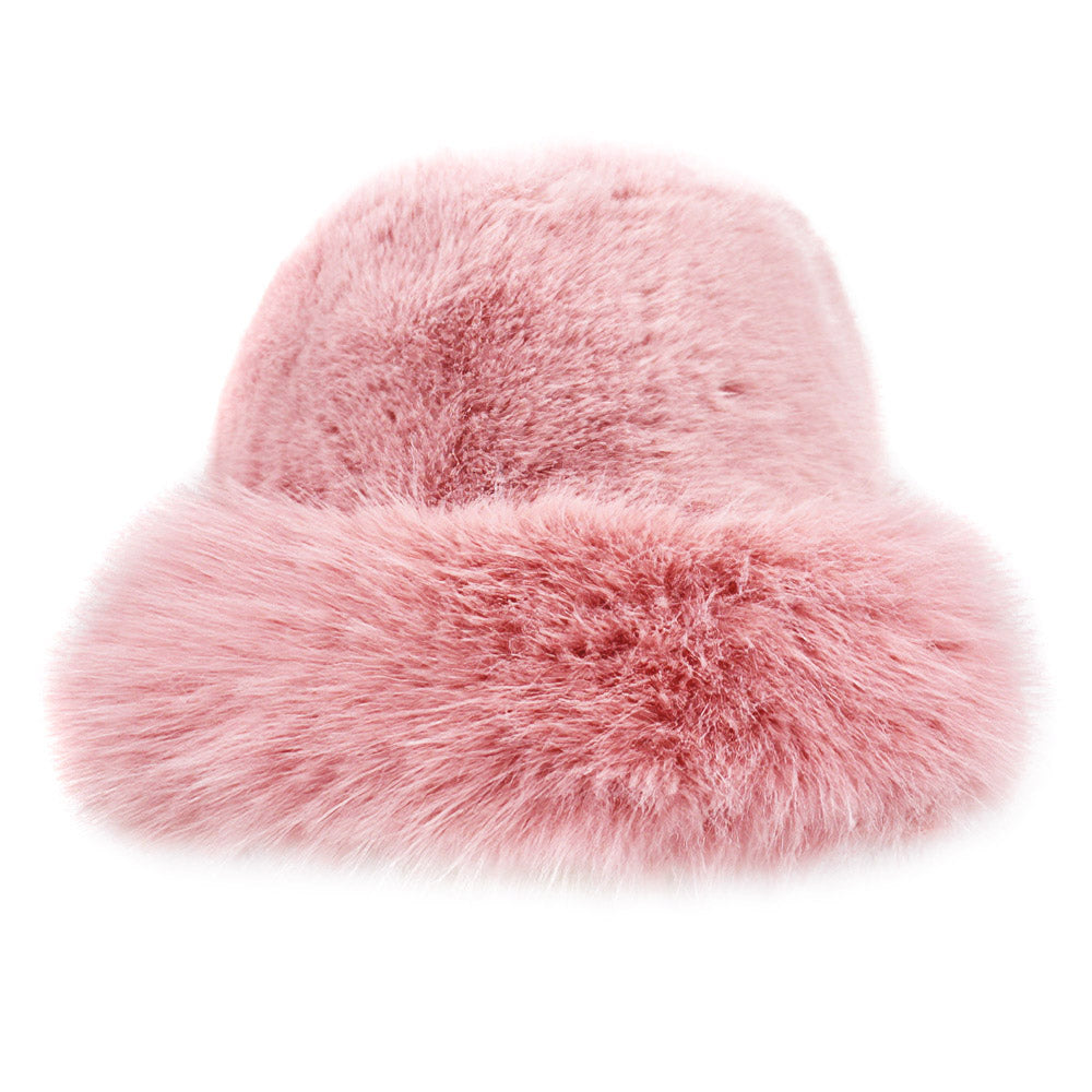 HATEGORY Faux Fur Russian Style Plush Bucket Hat