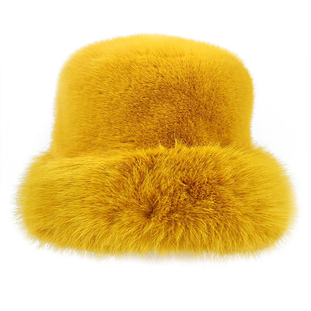 HATEGORY Faux Fur Russian Style Plush Bucket Hat