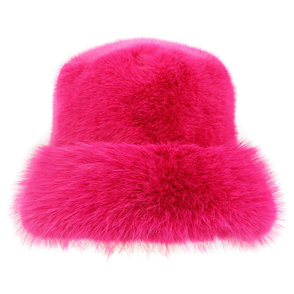 HATEGORY Faux Fur Russian Style Plush Bucket Hat