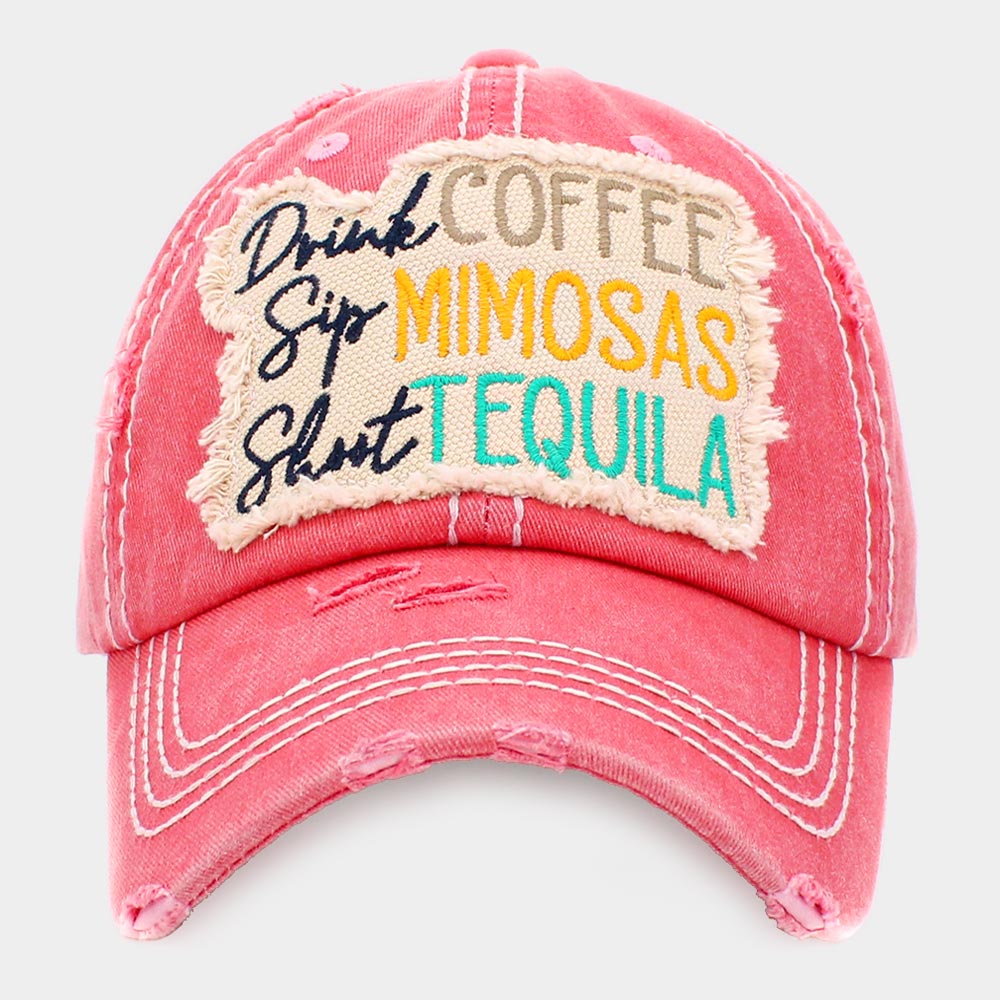 HATEGORY Drink COFFEE Sip MIMOSAS Shoot TEQUILA Message Vintage Baseball Cap