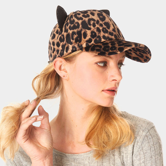 HATEGORY Leopard Print Cat Ear Cap