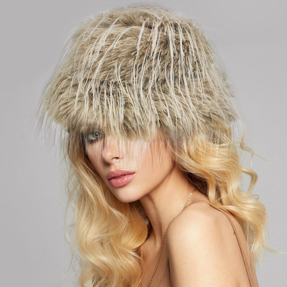 HATEGORY Faux Fur Feather Bucket Hat