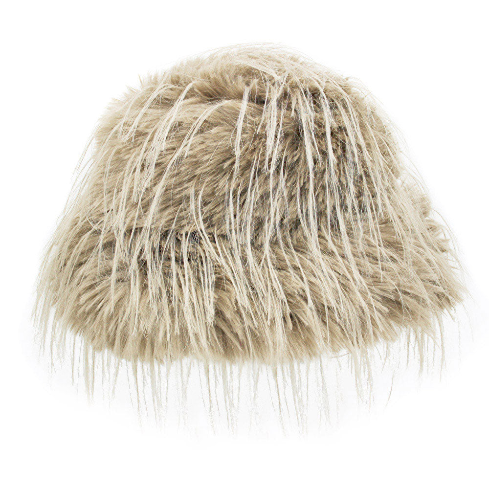 HATEGORY Faux Fur Feather Bucket Hat