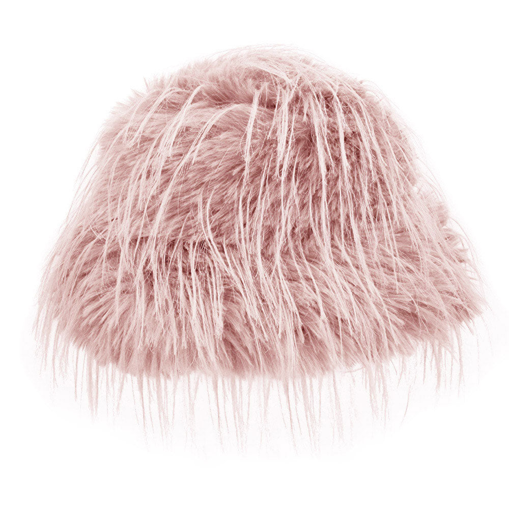 HATEGORY Faux Fur Feather Bucket Hat