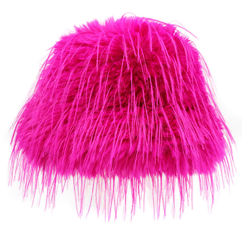 HATEGORY Faux Fur Feather Bucket Hat
