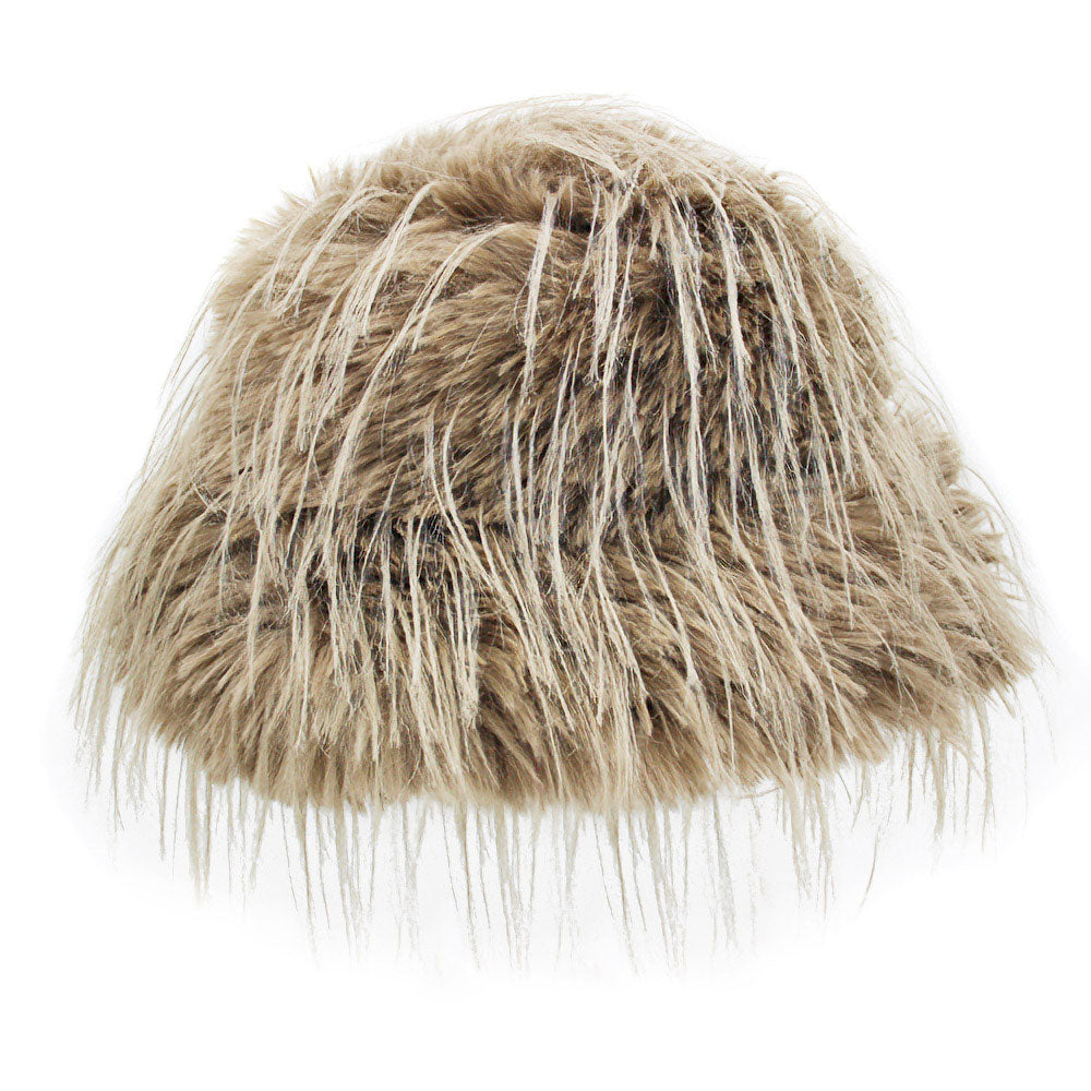 HATEGORY Faux Fur Feather Bucket Hat