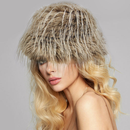HATEGORY Faux Fur Feather Bucket Hat