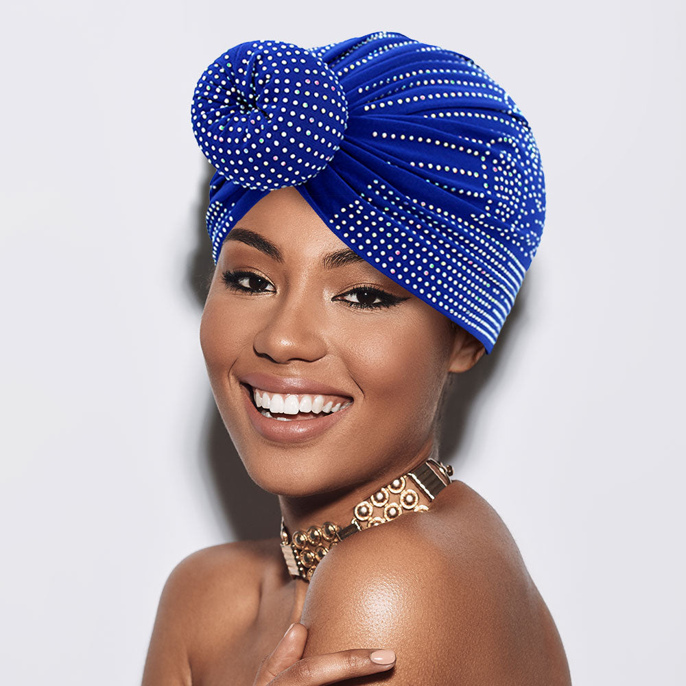 HATEGORY Bling Studded Turban Hat