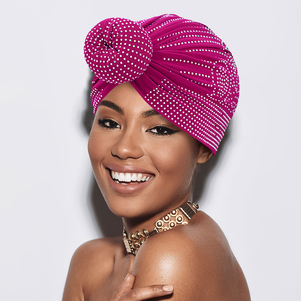 HATEGORY Bling Studded Turban Hat