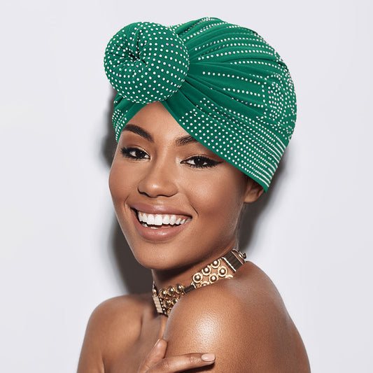 HATEGORY Bling Studded Turban Hat