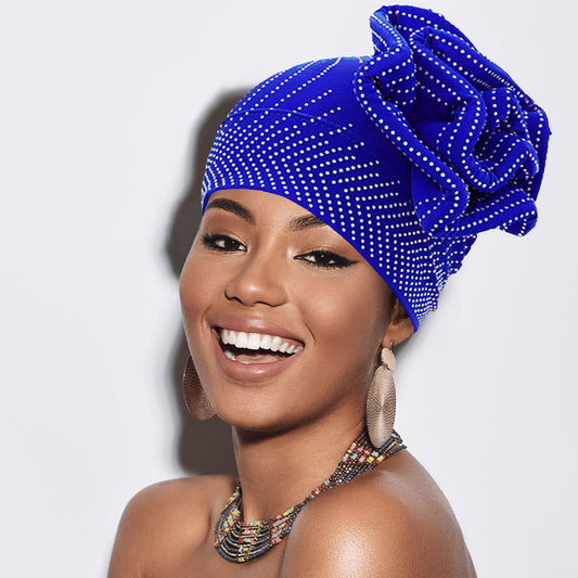 HATEGORY Bling Studded Flower Pointed Turban Hat
