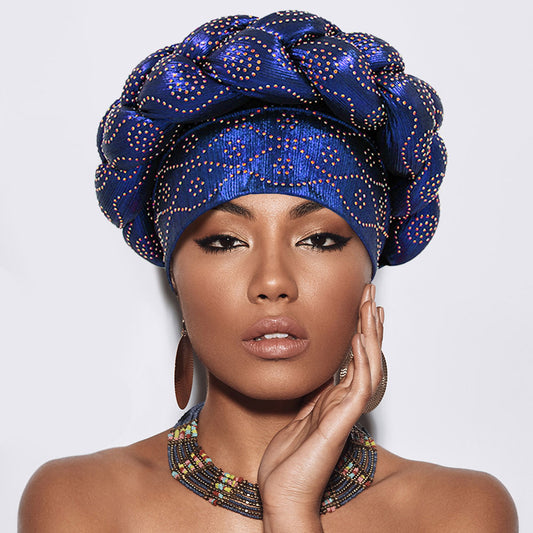 HATEGORY Bling Studded Braided Turban Hat