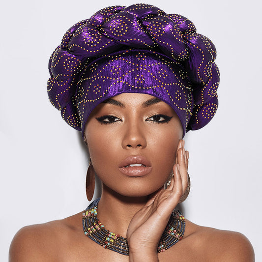 HATEGORY Bling Studded Braided Turban Hat