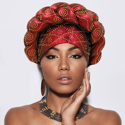 HATEGORY Bling Studded Braided Turban Hat