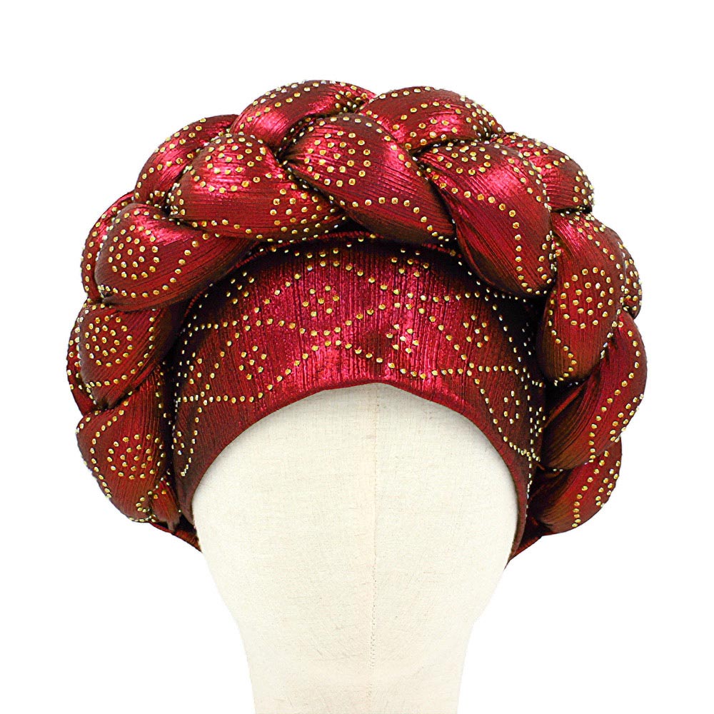 HATEGORY Bling Studded Braided Turban Hat