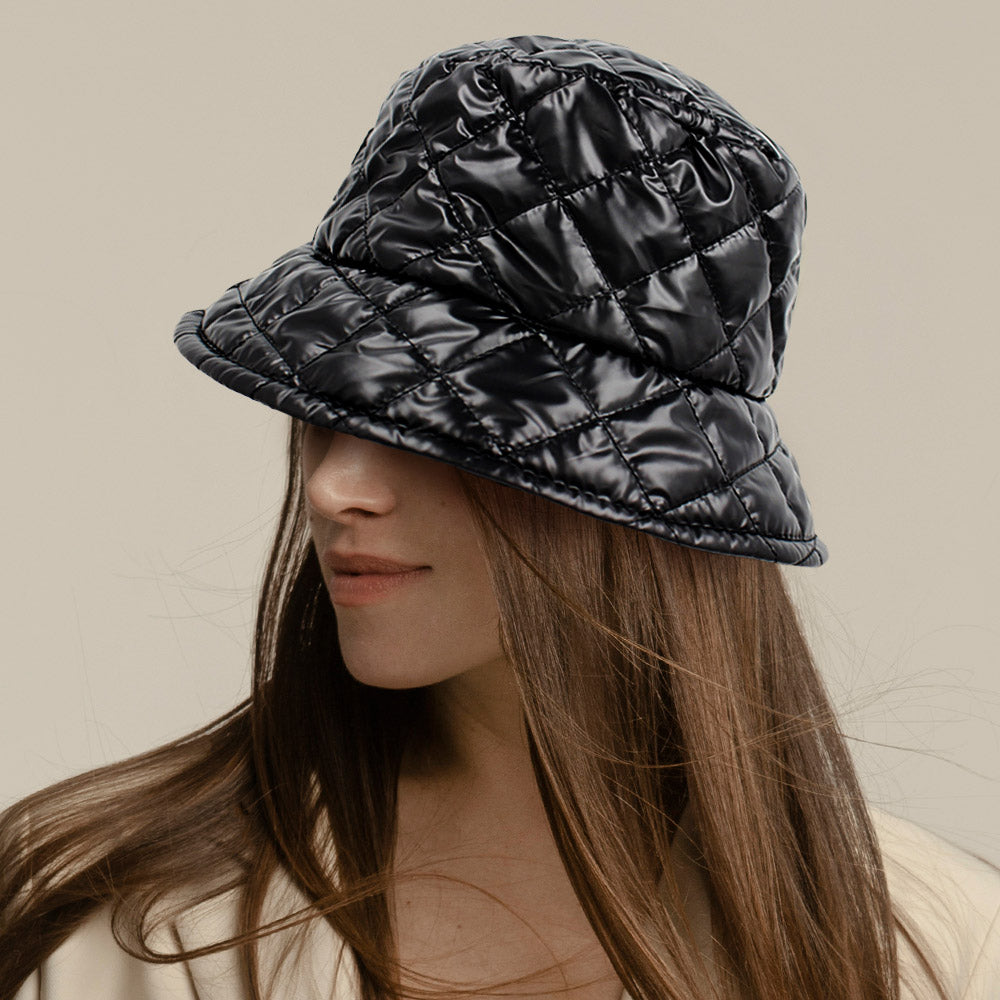 HATEGORY Shiny Quilted Bucket Hat