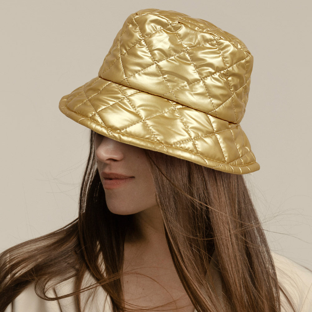 HATEGORY Shiny Quilted Bucket Hat