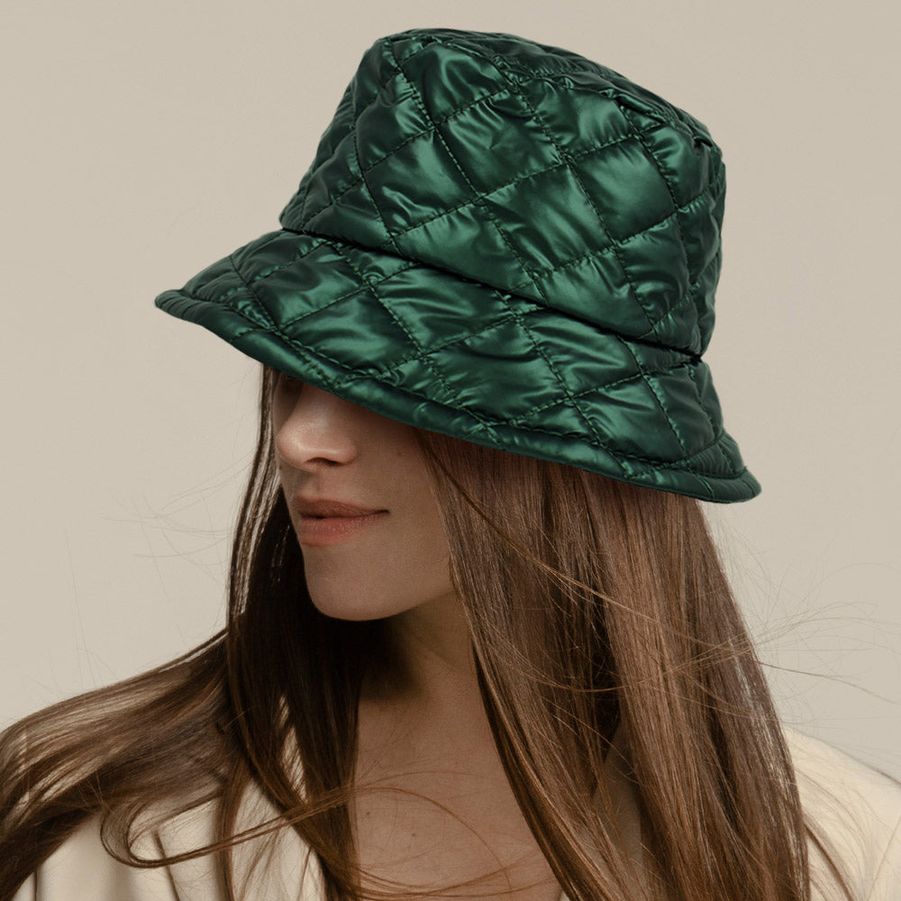HATEGORY Shiny Quilted Bucket Hat