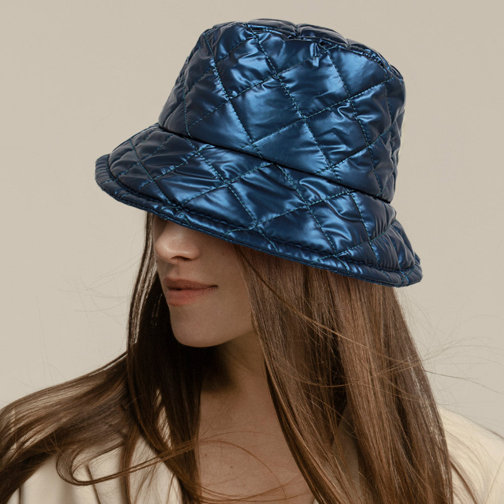 HATEGORY Shiny Quilted Bucket Hat