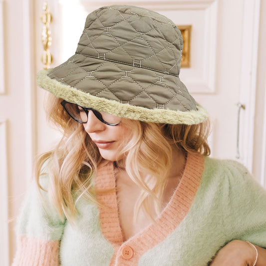HATEGORY Faux Fur Quilted Bucket Hat