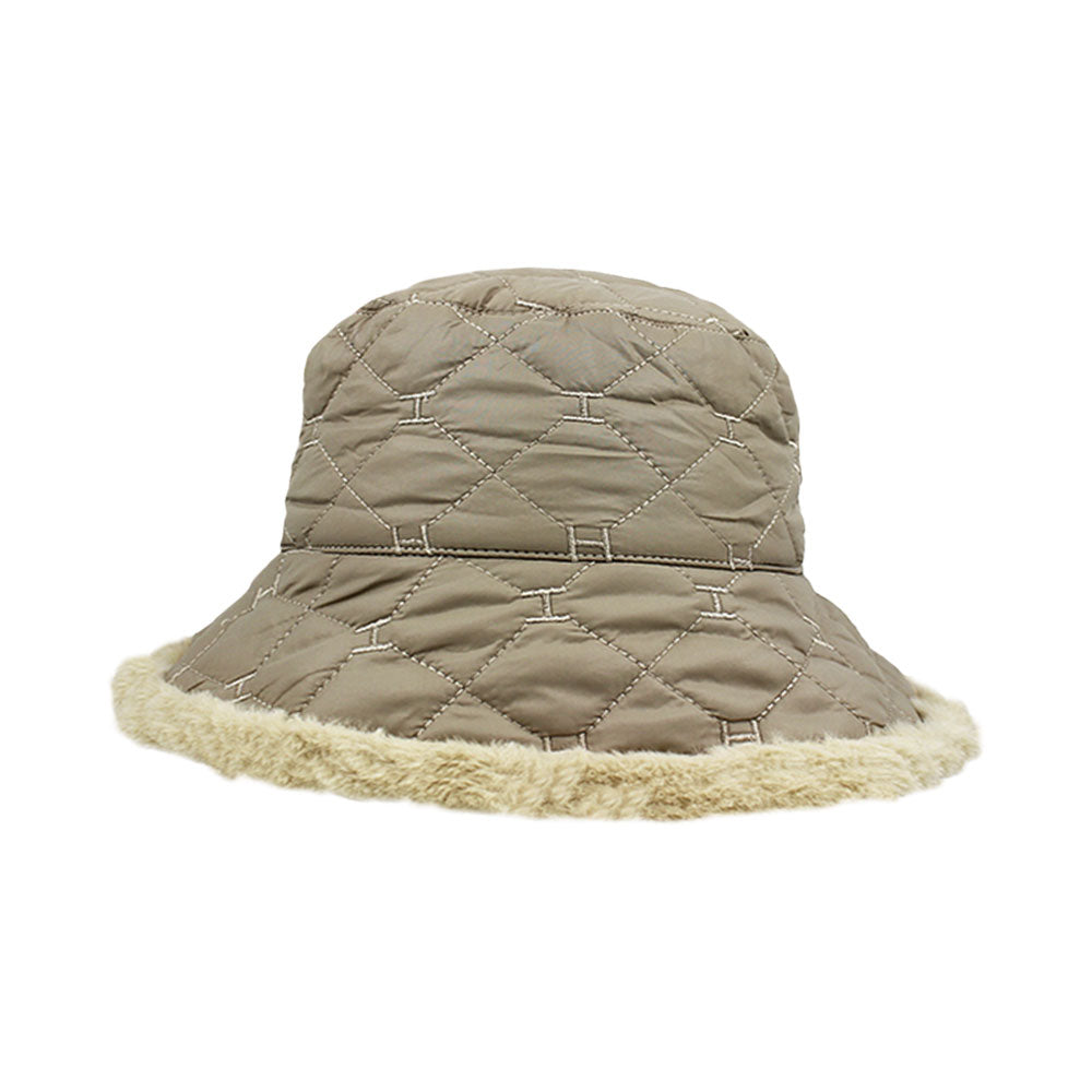 HATEGORY Faux Fur Quilted Bucket Hat