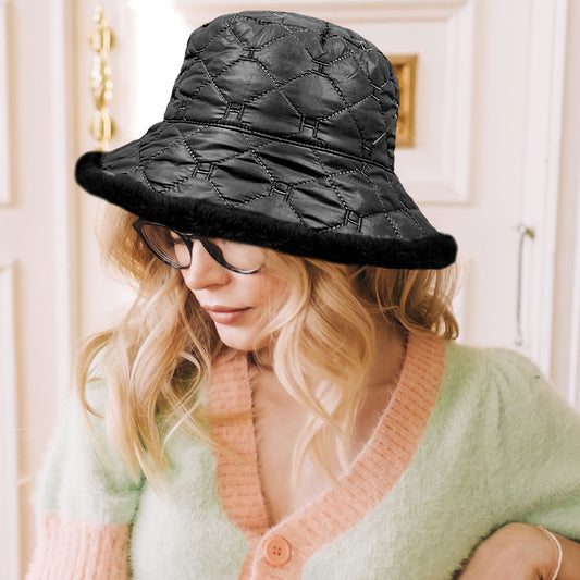 HATEGORY Faux Fur Quilted Bucket Hat