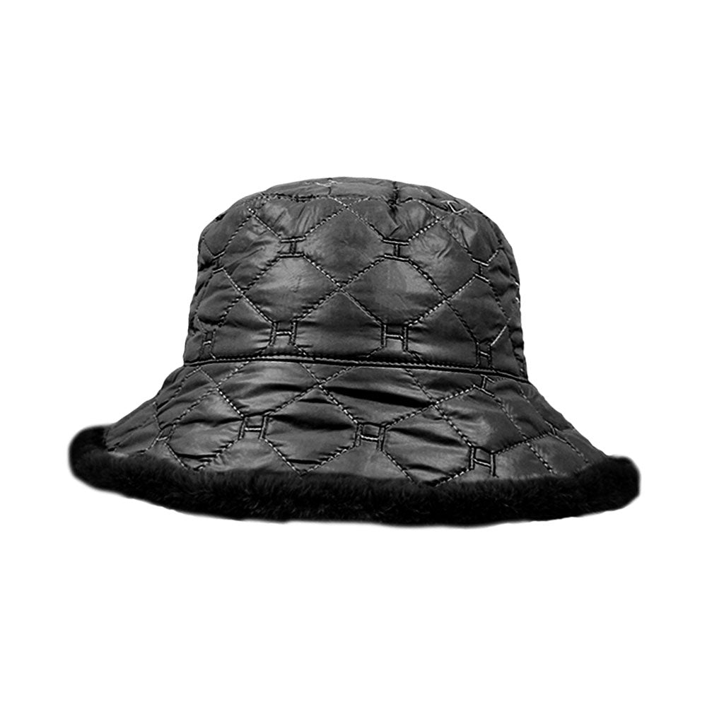 HATEGORY Faux Fur Quilted Bucket Hat