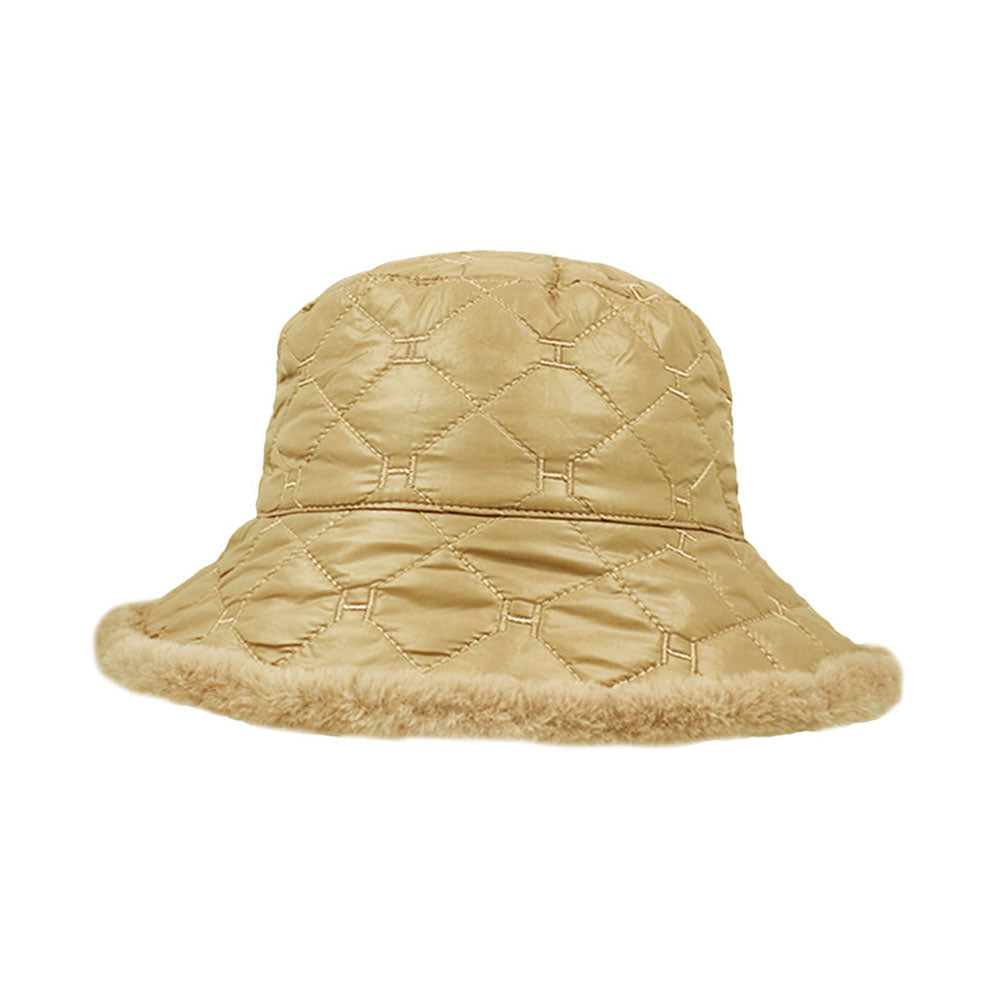 HATEGORY Faux Fur Quilted Bucket Hat